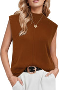 Arach&Cloz Women's Wool Blend Mock Neck Sweater Vest (Style 2FHY)
