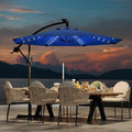 10FT Cantilever Umbrella with Solar Lights - Large Offset Patio Shade