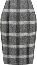 Plaid Knee Length Pencil Skirt for Women - Slim Work Midi