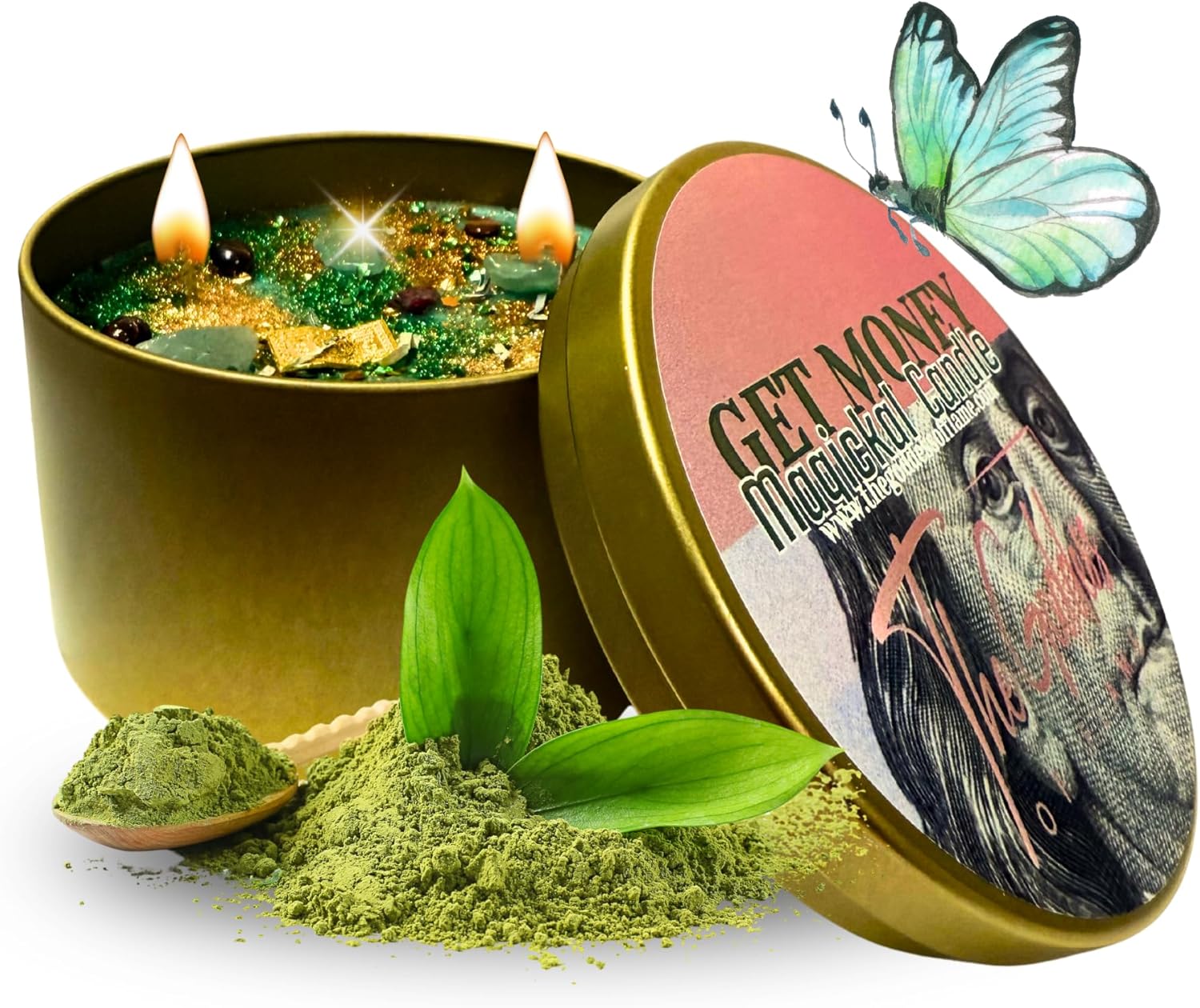 Money Candle for Wealth and Prosperity Rituals - 14 oz Soy Candle