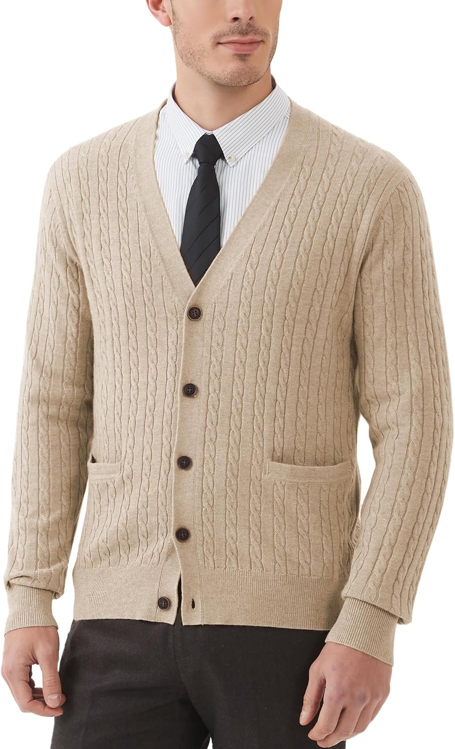 Kallspin Men's Cardigan Sweater: Stylish Wool Blend Knitwear