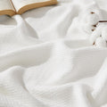 100% Cotton King Size Herringbone Blanket White - Lightweight