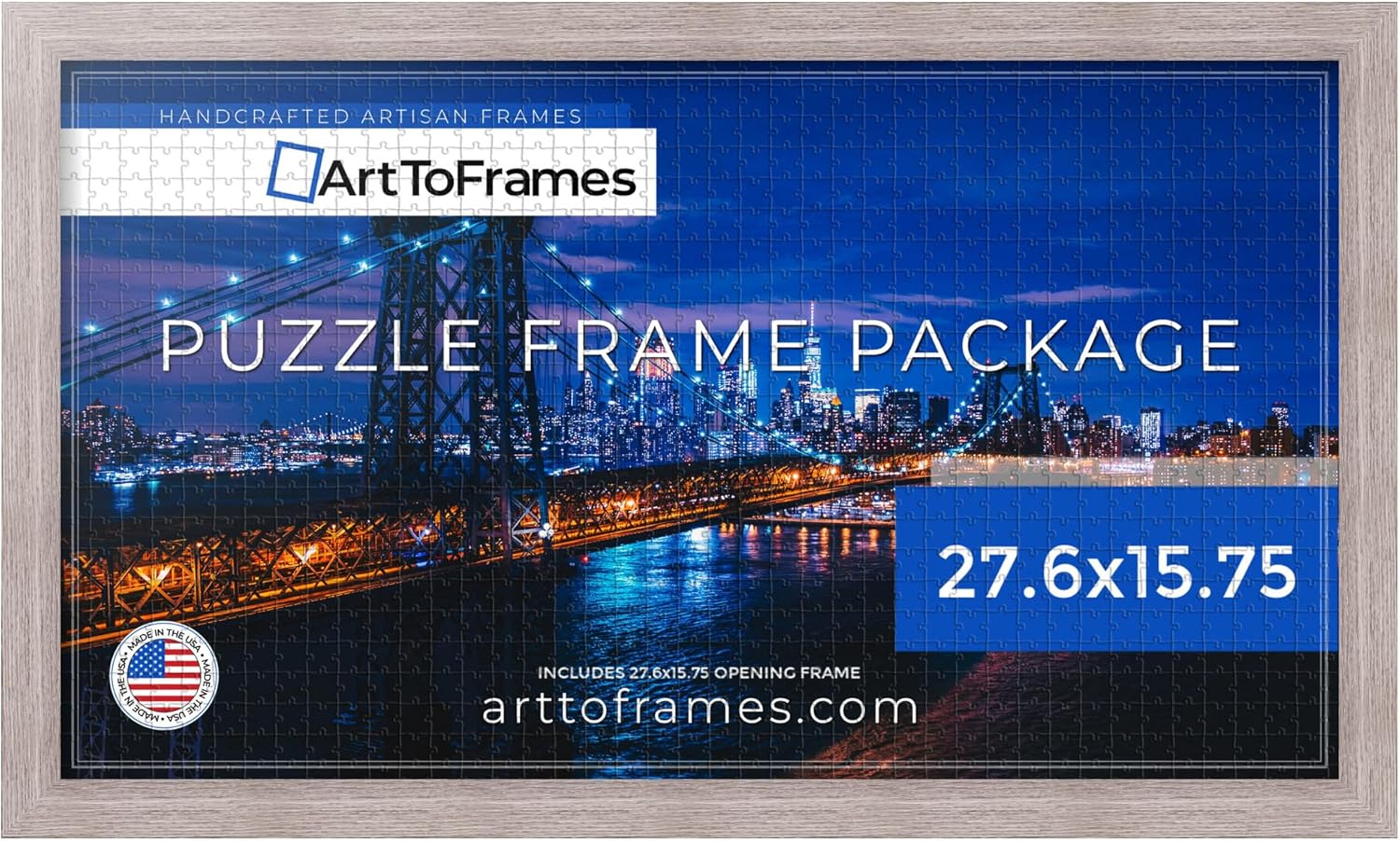 27.6x15.75 INCH Gray Oak Frame for 100 Piece Puzzles Display