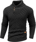 Mens Pullover Shawl Collar Turtleneck Cable Knit Sweater - Smart Stand