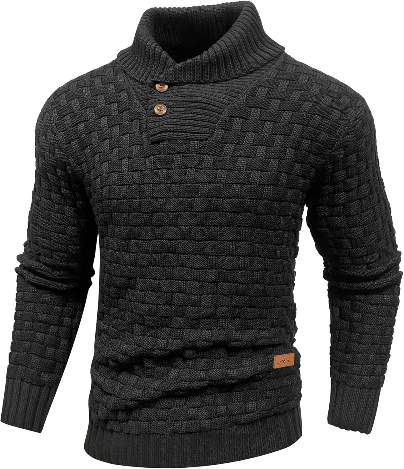 Mens Pullover Shawl Collar Long Sleeve Turtleneck Sweater