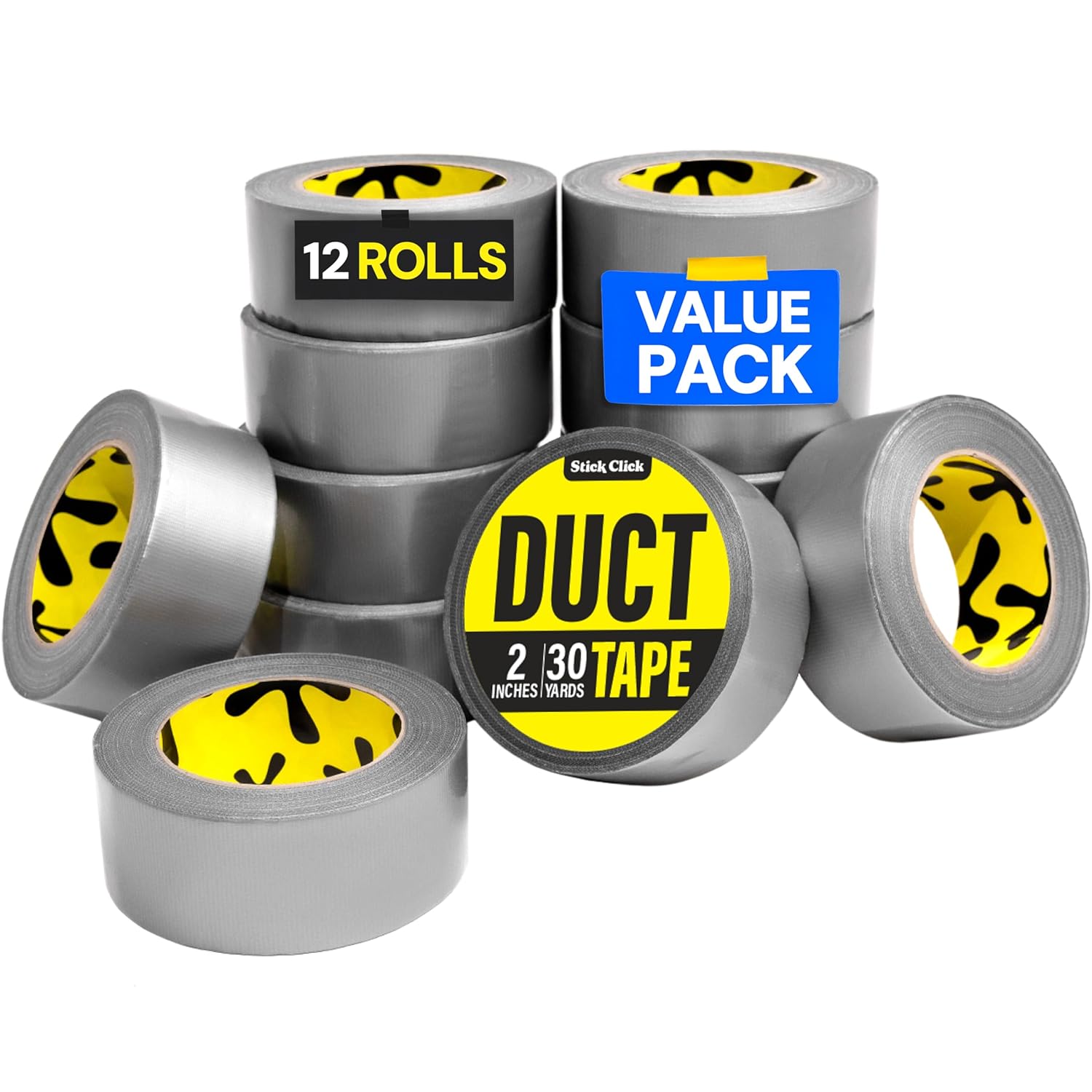 Heavy Duty Waterproof Duct Tape - 12 Pack for All Uses