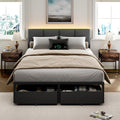 Full Size Upholstered Bed Frame with Headboard and LED Lights