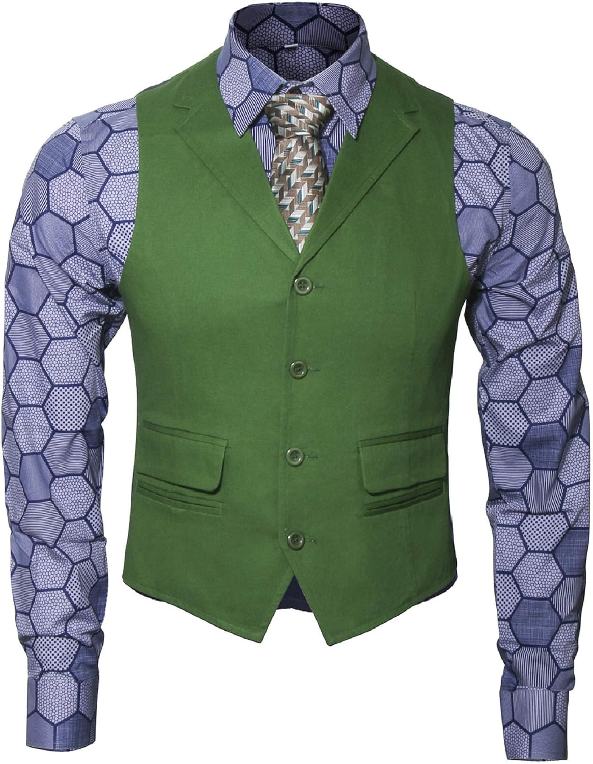 Adult Mens Knight Clown Costume Shirt Vest Tie Outfit Set