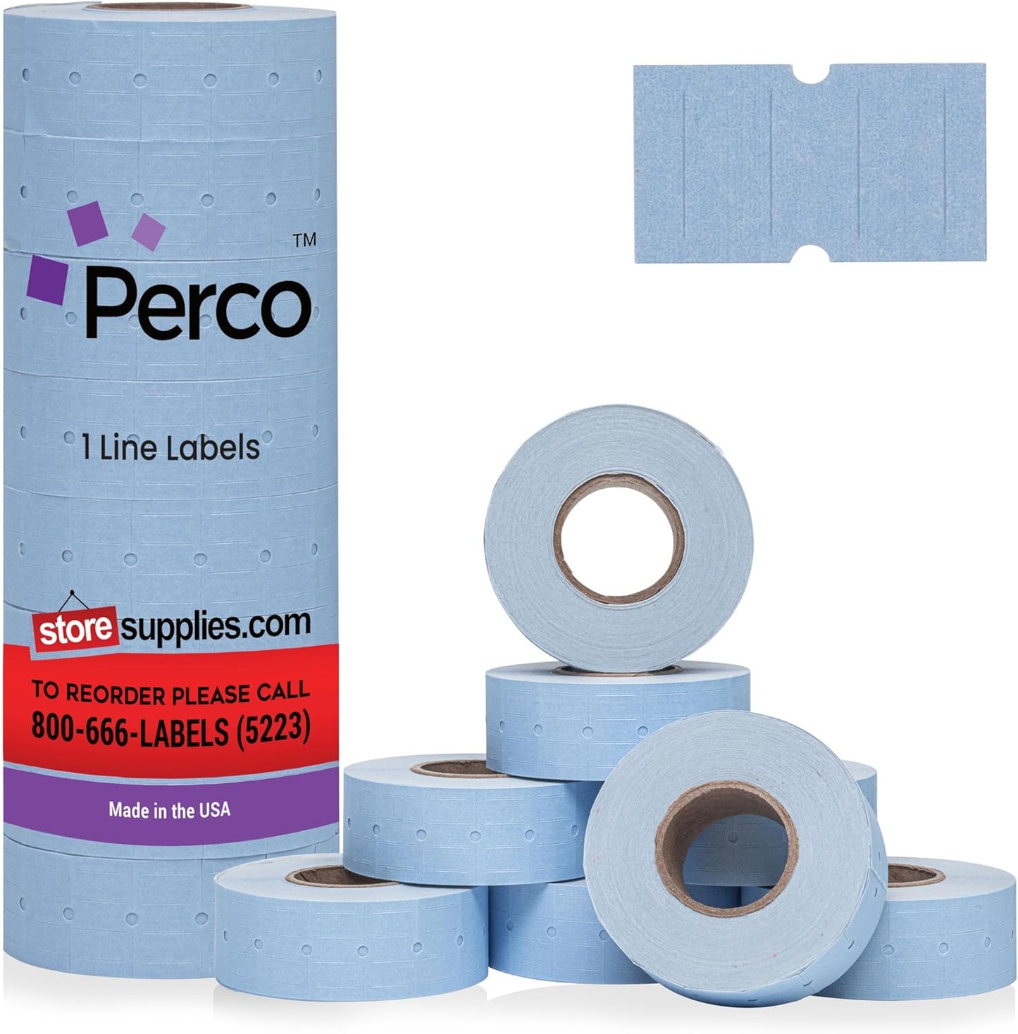 Perco 1 Line Blue Labels - 8,000 Blank Price Labels for Guns