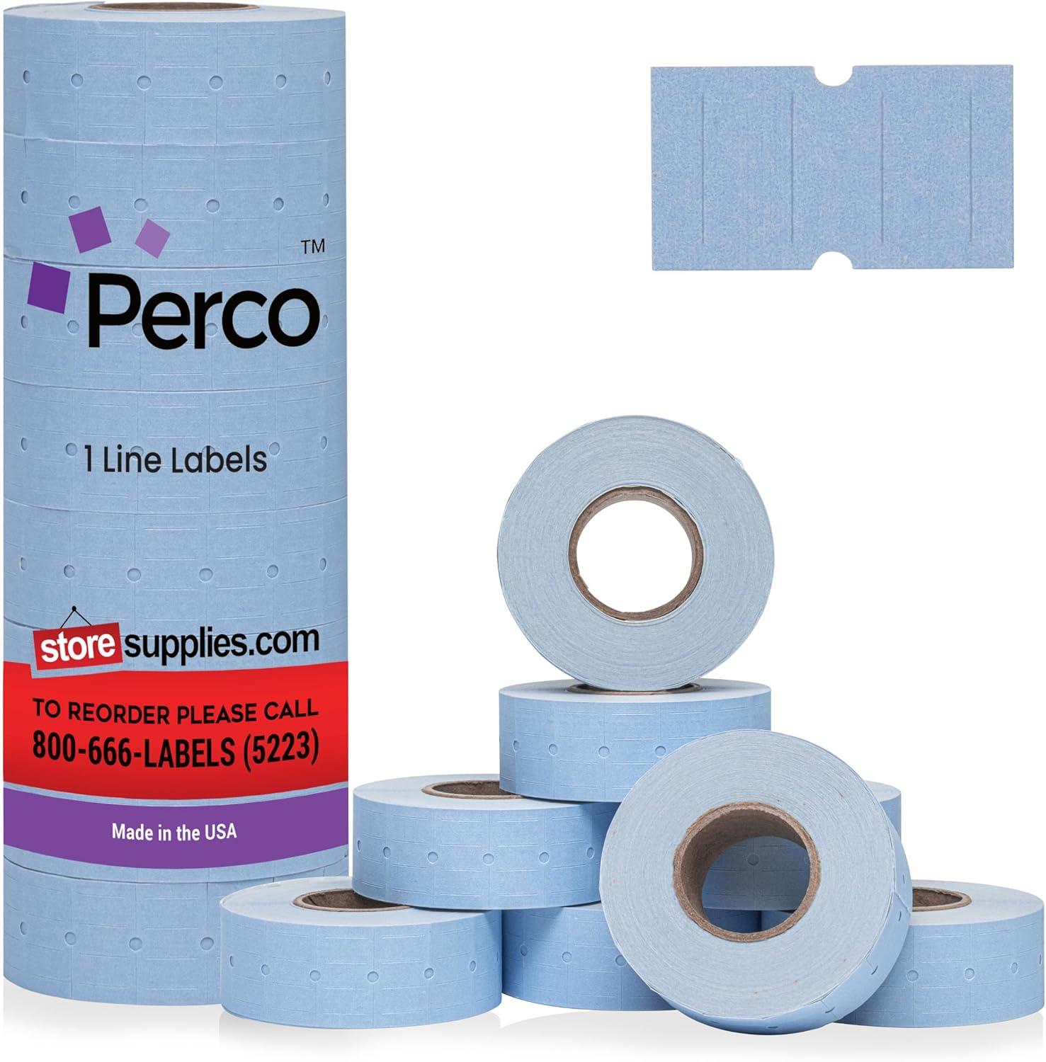 Perco 1 Line Blue Labels - 8,000 Blank Price Labels for Guns