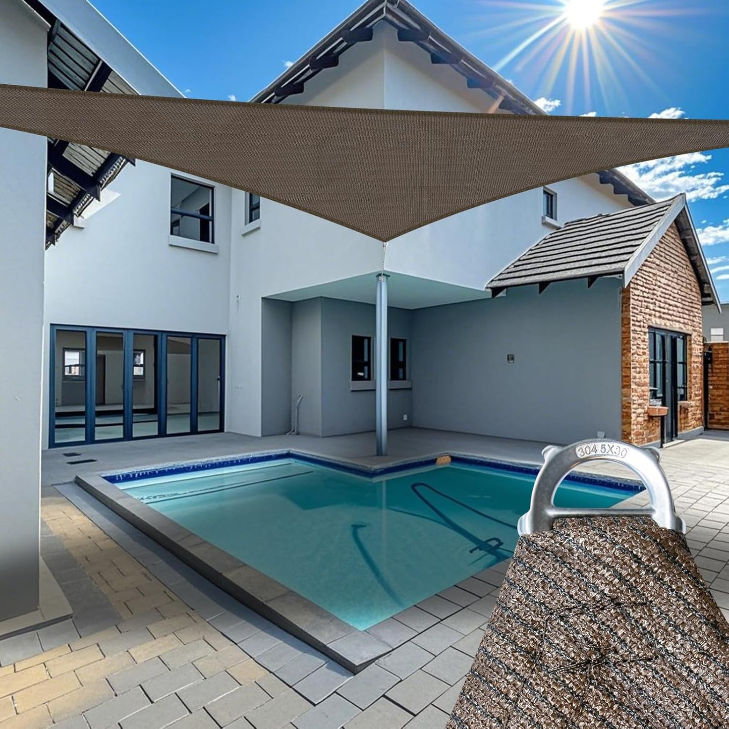 Reinforced 17ft x 37ft Custom Brown Sun Shade Sail for Outdoors