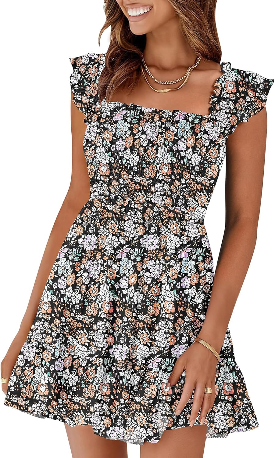 Prinbara Womens Summer Casual Square Neck Sundress for Beach