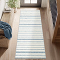 2x6 Blue Moroccan Boho Runner Rug - Machine Washable Non-Slip