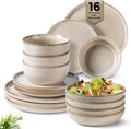 GBHOME 16-Piece Double Bowls Ceramic Dinnerware Set for 4 - Reactive