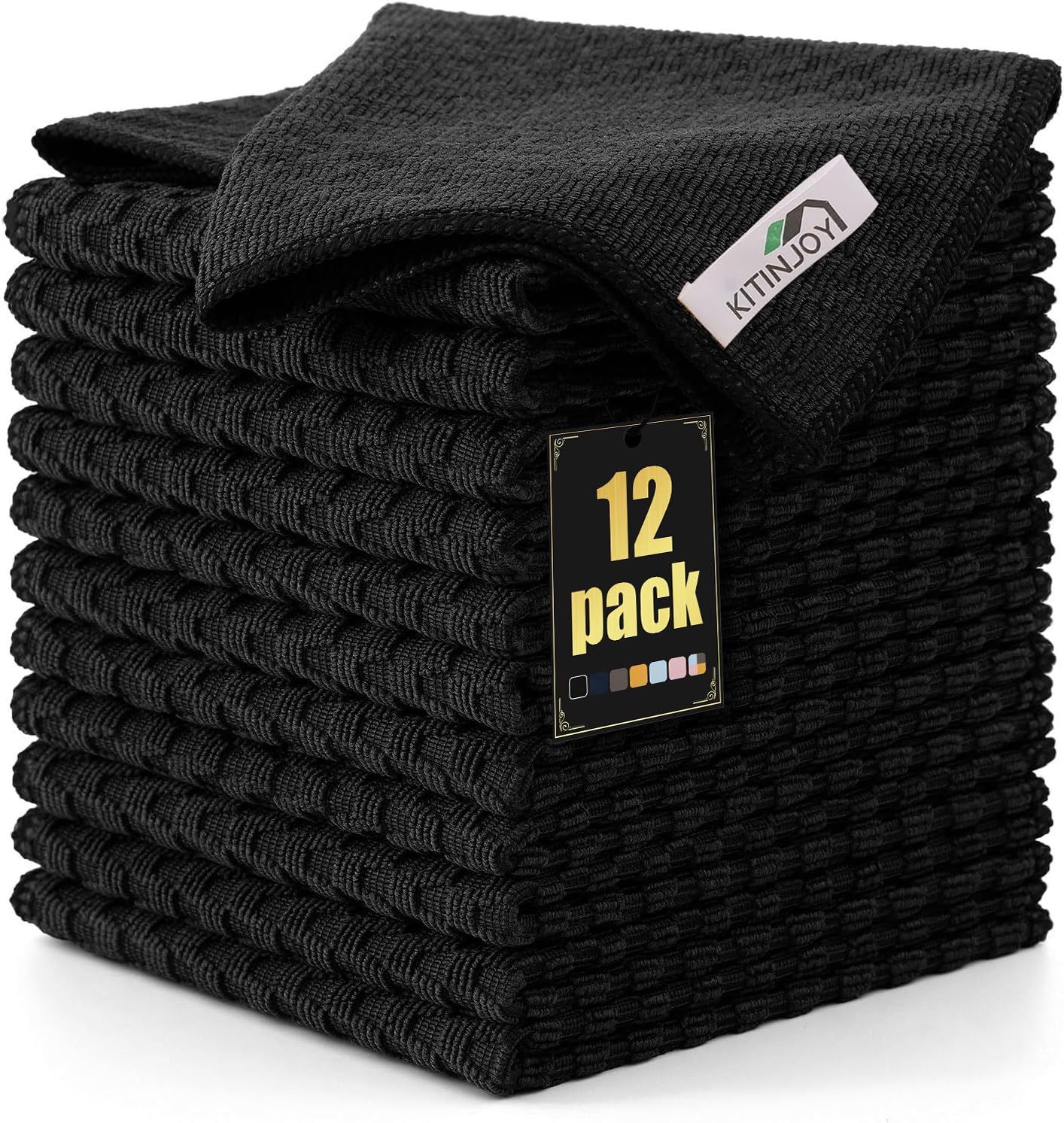Kitinjoy 12-Pack Absorbent Microfiber Towels - No Lint, Fast Drying!