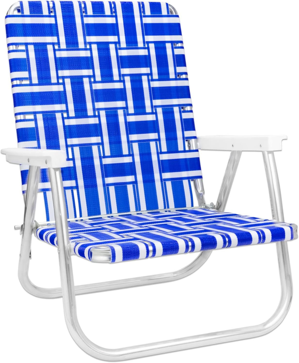 Lawn Chair USA Blue and White Stripe Beach Chair for Lounging