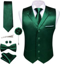 Mens Formal Vest Tie Bowtie Set 8PC with Lapel Collar - Slim Fit