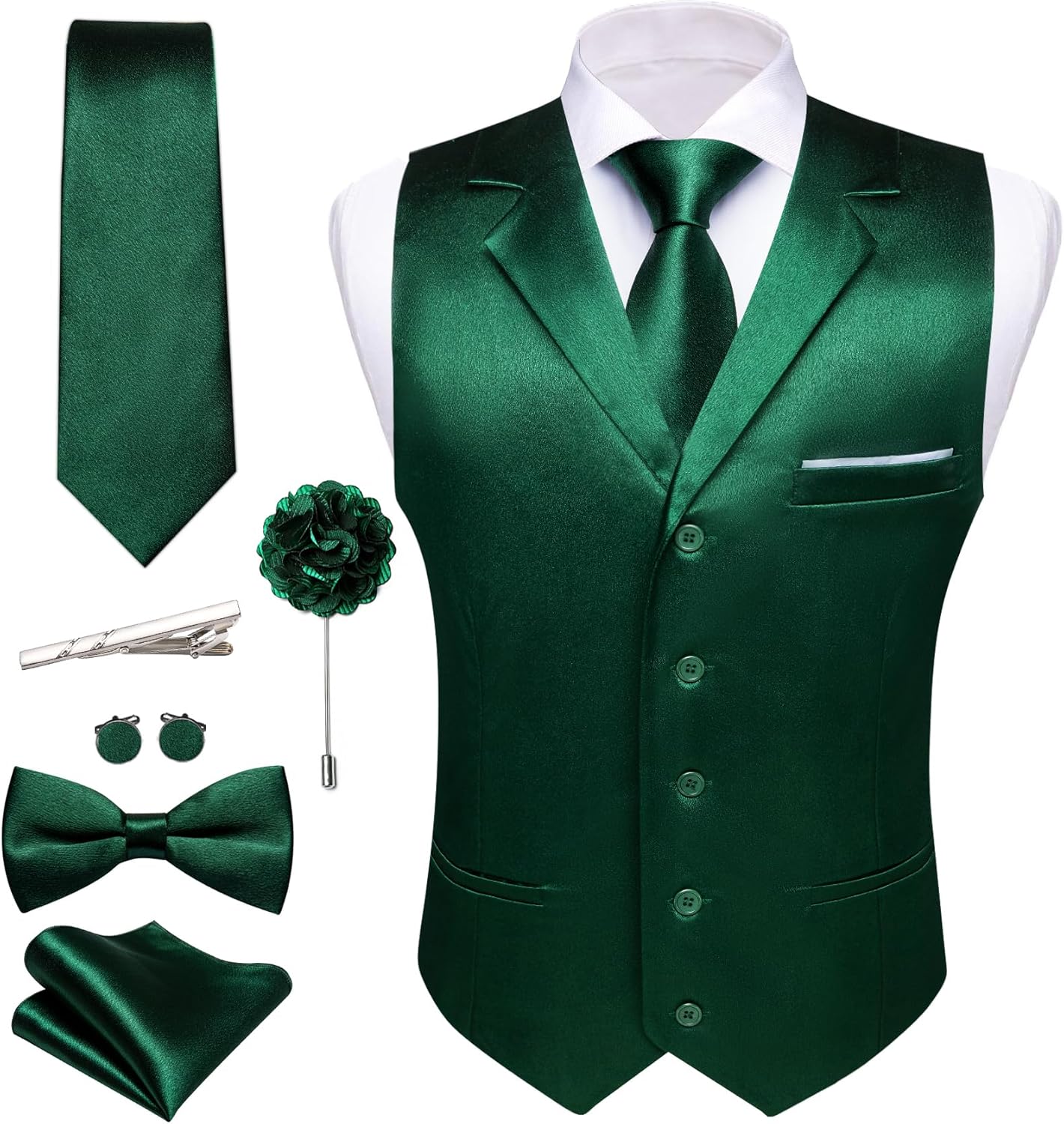 Stylish Mens Formal Suit Vest Tie Bowtie Set for Weddings
