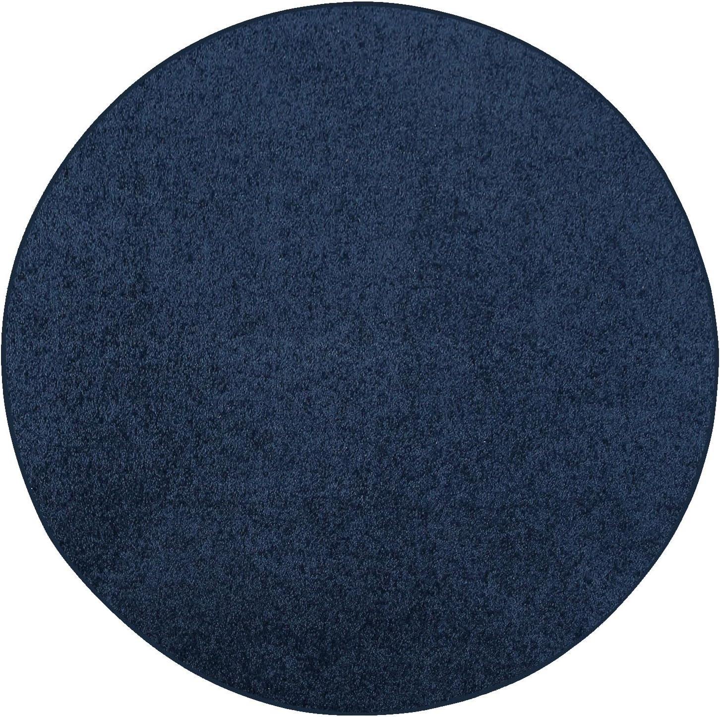 Ambiant Pet Friendly Solid Color Area Rugs Navy - 8ft Round