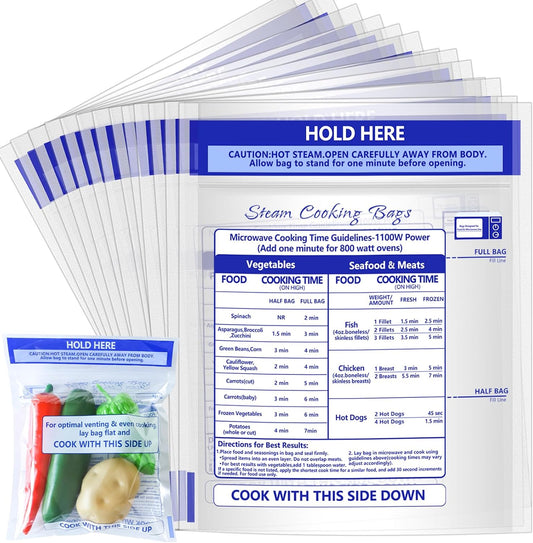 100 Pcs Microwave Steamer Bags for Healthy Cooking Needs
