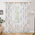 Linen Curtains 80 in Length 2 Panels Navy - Light Filtering Privacy