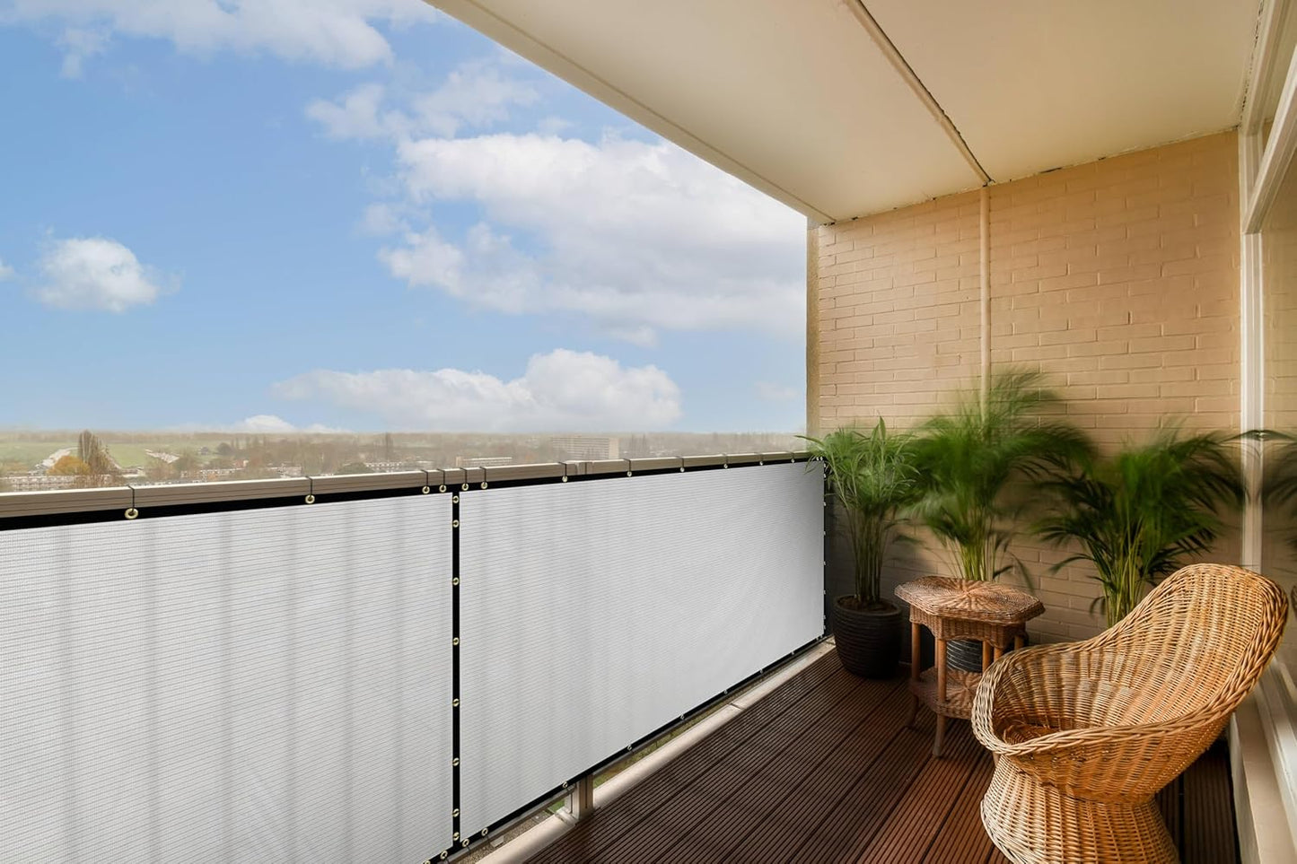 ColourTree Customized White 3ft x 53ft Balcony Privacy Screen