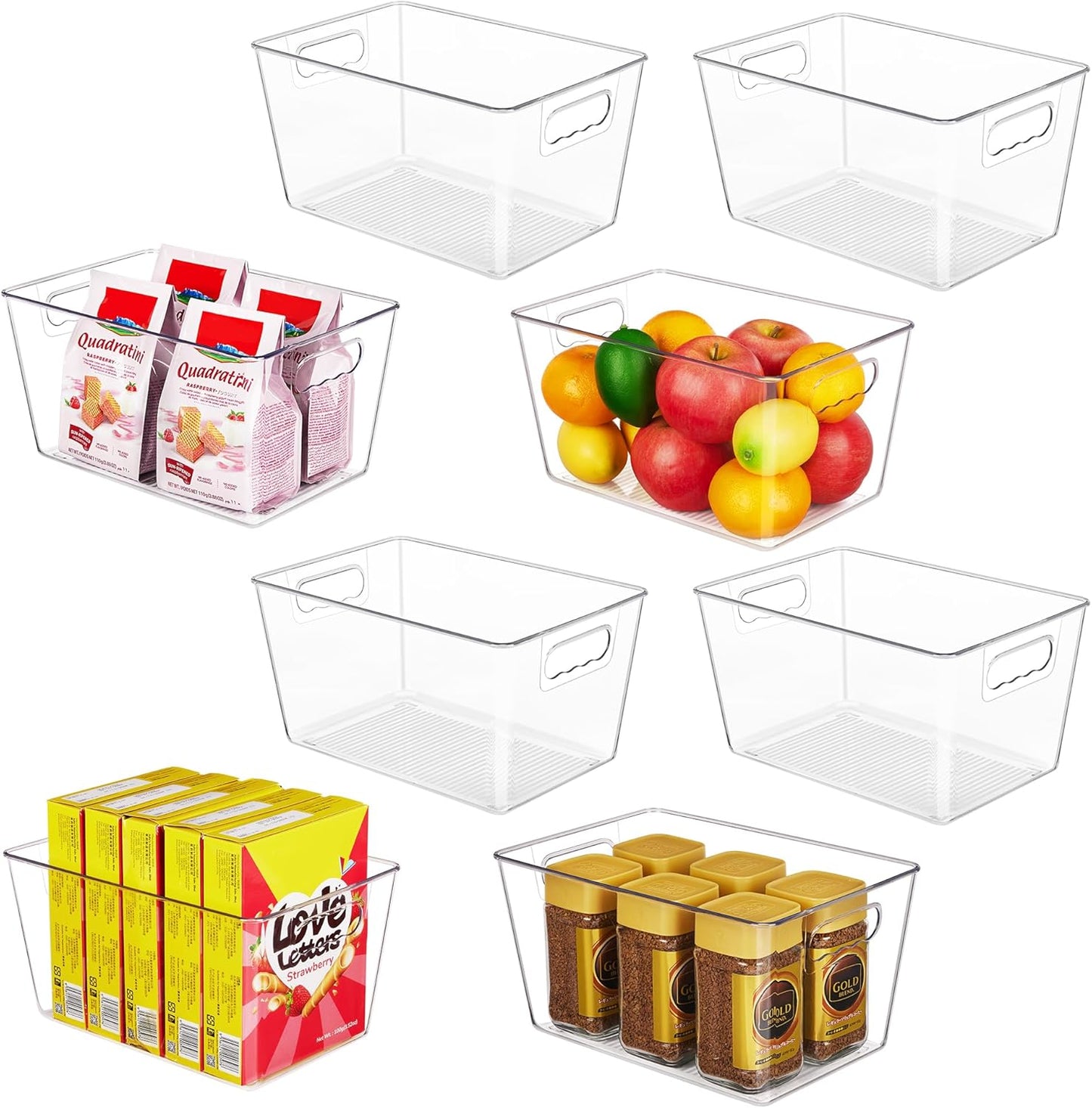YIHONG Clear Plastic Storage Bins for Kitchen and Pantry Use