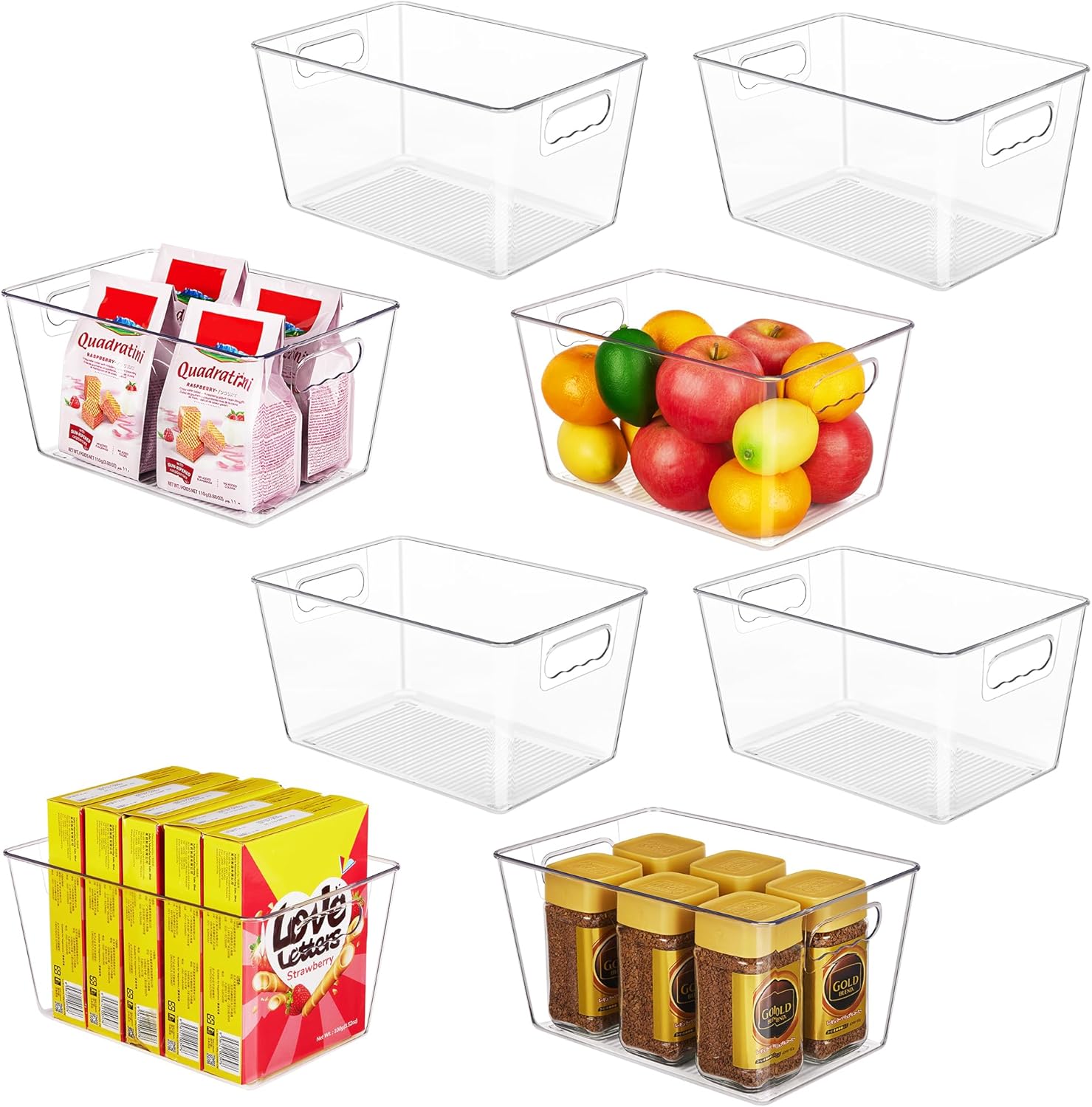 YIHONG Clear Plastic Storage Bins for Kitchen and Pantry Use