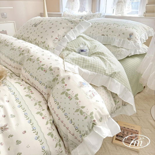 VM VOUGEMARKET White Ruffle Duvet Cover Queen for Teens
