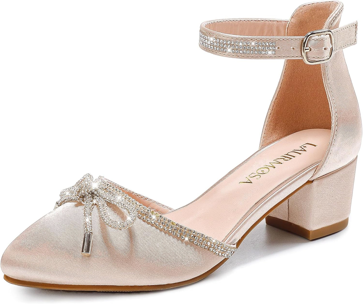 Girls Closed Toe High Heels with Bowknot for Special Occasions