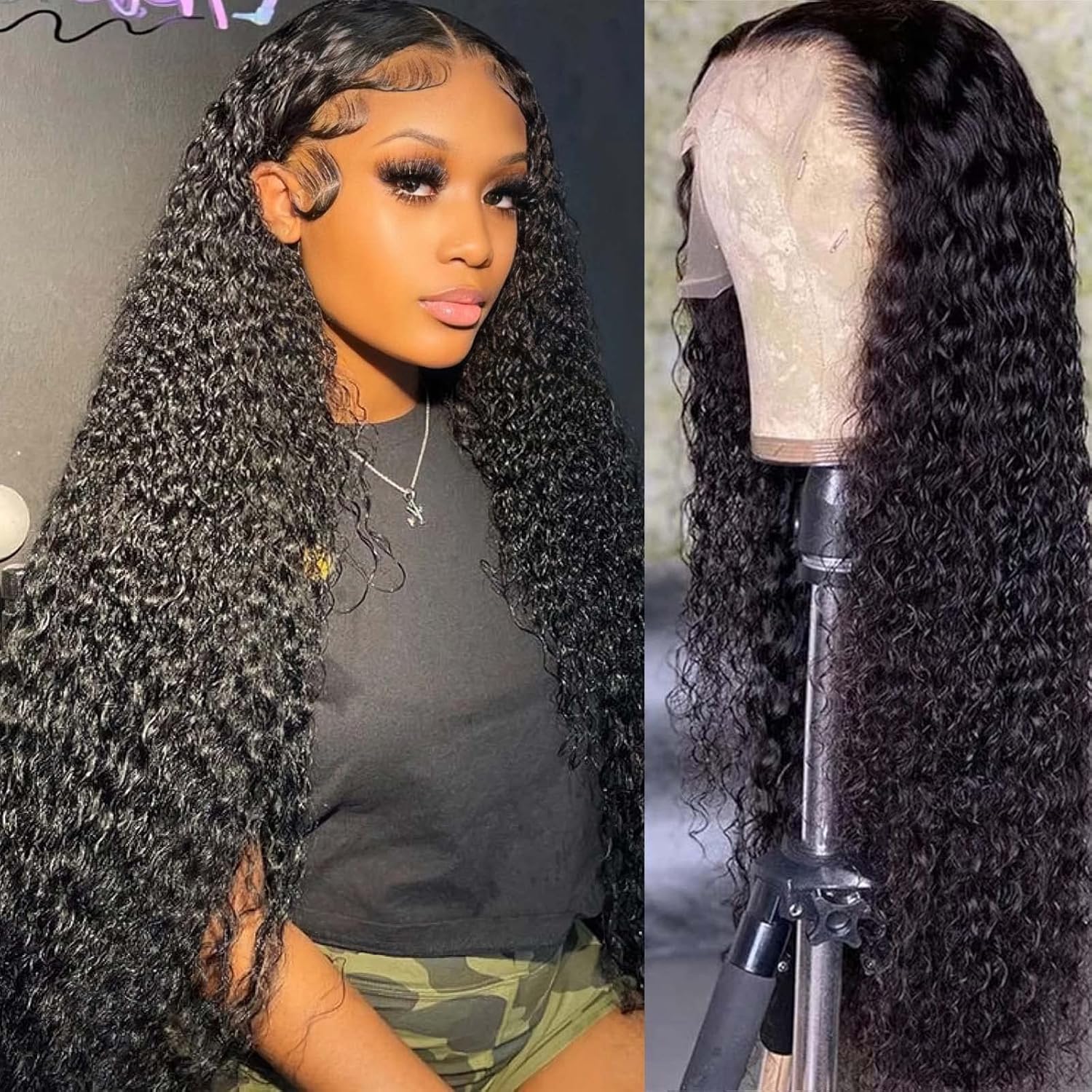 34inch Water Wave Lace Front Wigs for Women with Baby Hair