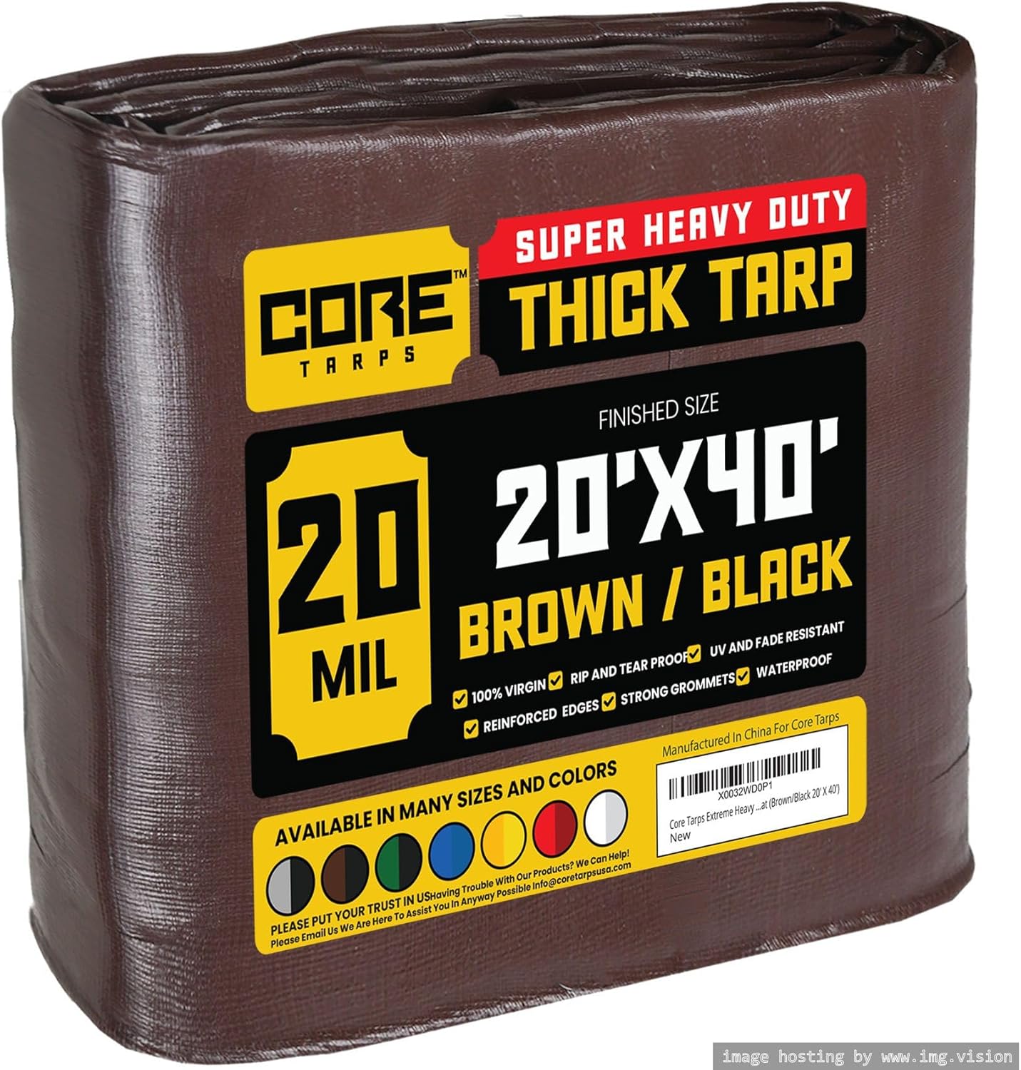 Core Tarps Extreme Heavy Duty 20 Mil Waterproof Tarp Cover
