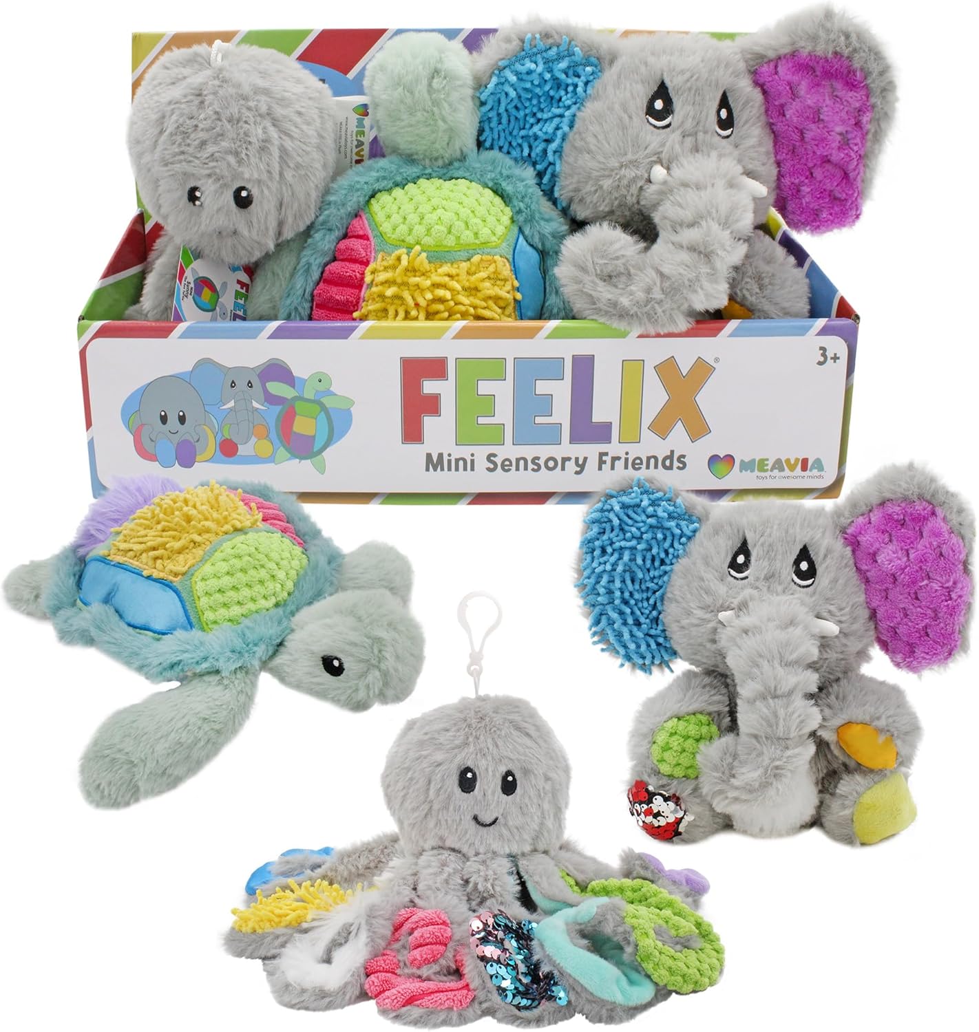 Sensory Plush Gift Set of 3 Adorable Stuffed Toys for Kids