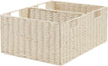 Wicker Storage Baskets Set of 2 - Foldable Beige Paper Rope Bins