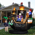 Bdor 7FT Skeletons Ghosts on Pirate Ship Inflatable - LED Yard Accent
