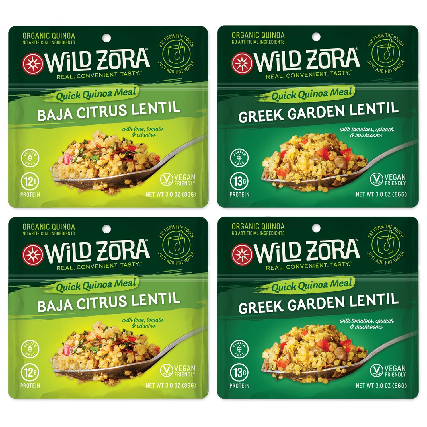 Wild Zora Instant Organic Quinoa Meals - Vegan Variety Sampler