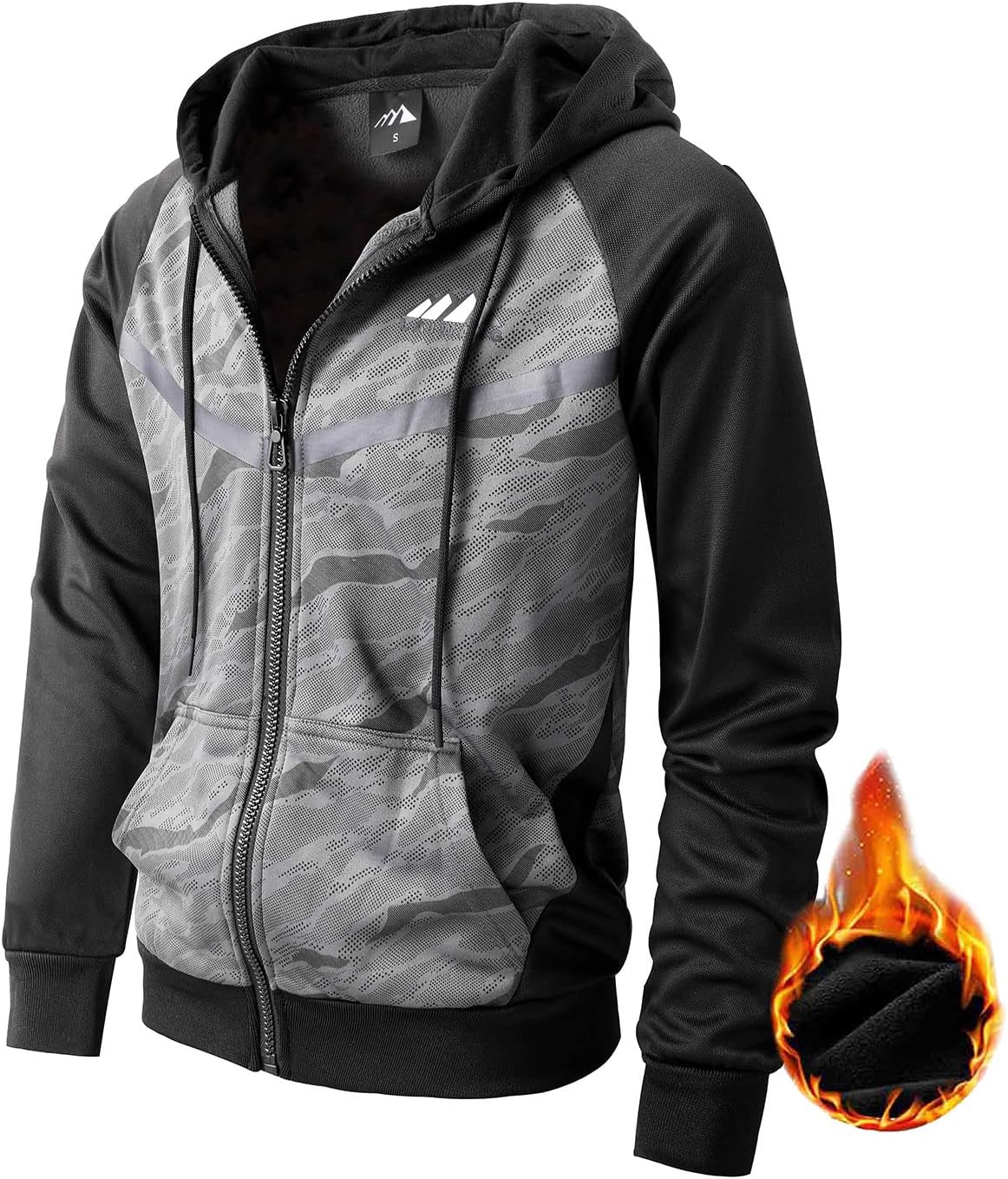 LAIWANG Men's Heavyweight Camo Zip Hoodie - Warmth & Style