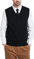 Men's Wool Blend Vest Sweater Relaxed Fit V Neck - Soft Knit