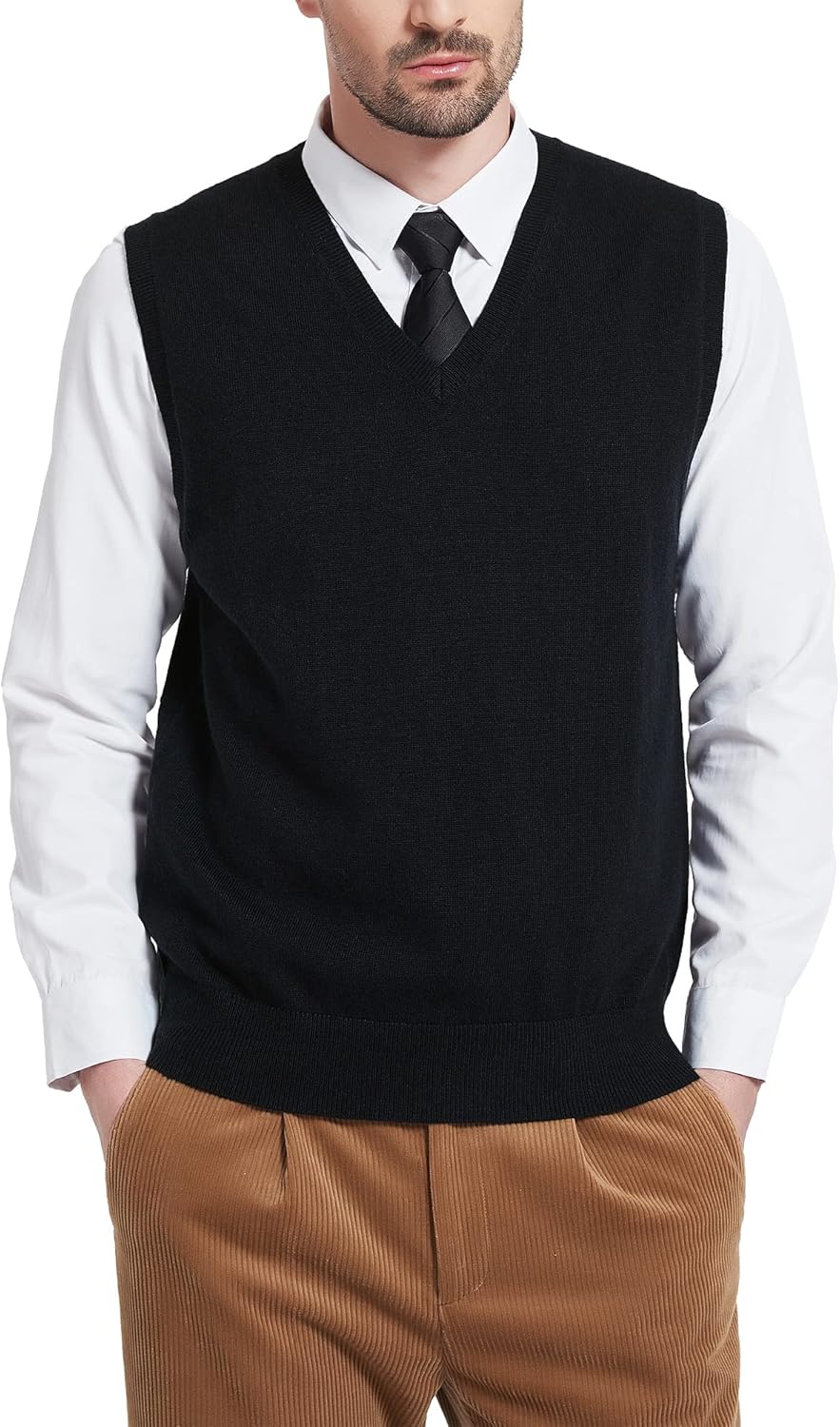 Kallspin Men's Wool Blended Vest Sweater for All Seasons