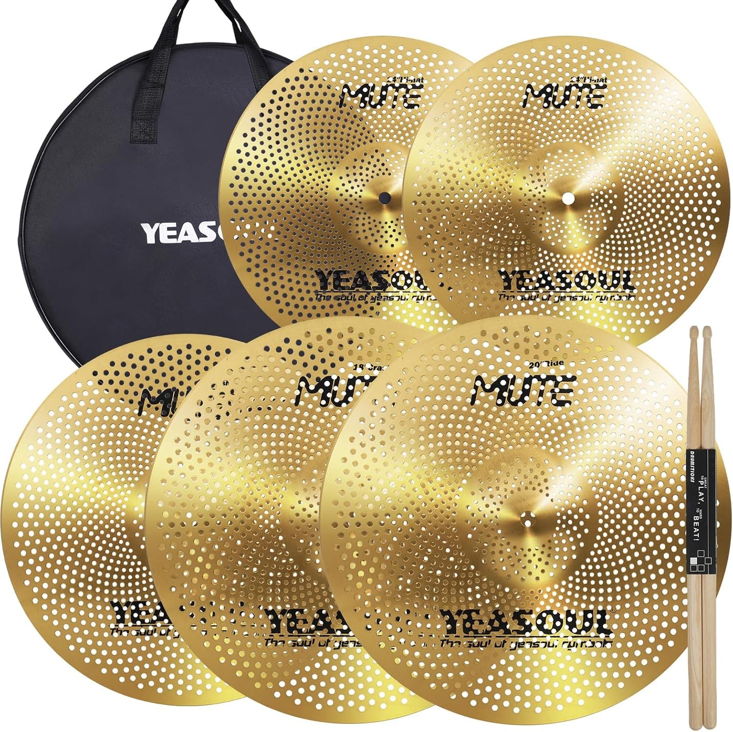 Cymbal Pack for Drummers: Low Volume 5-Piece Set with Bag
