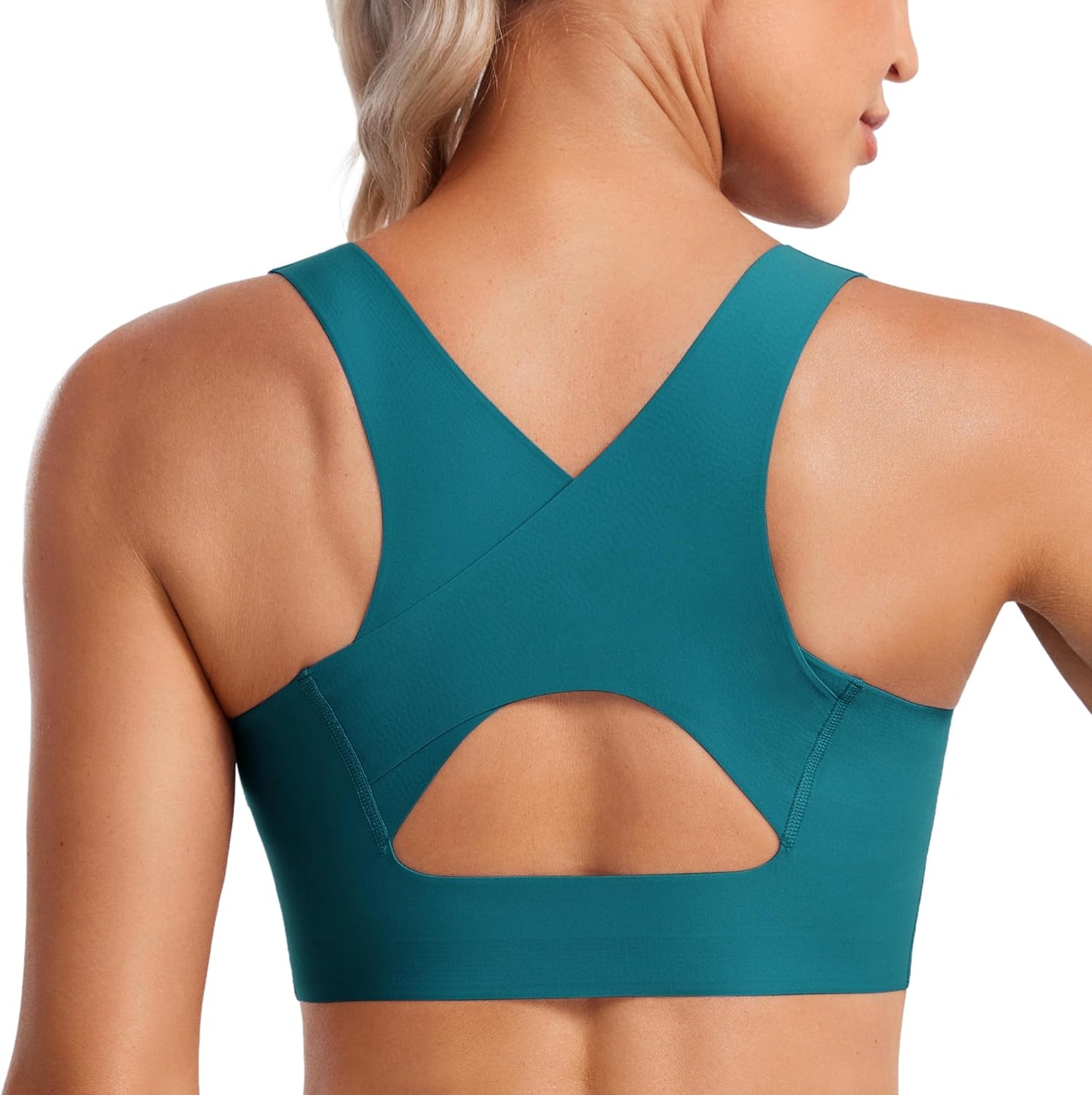 CRZ YOGA Flex Sculpt Racerback Sports Bra - Medium Impact & Wireless for Gym