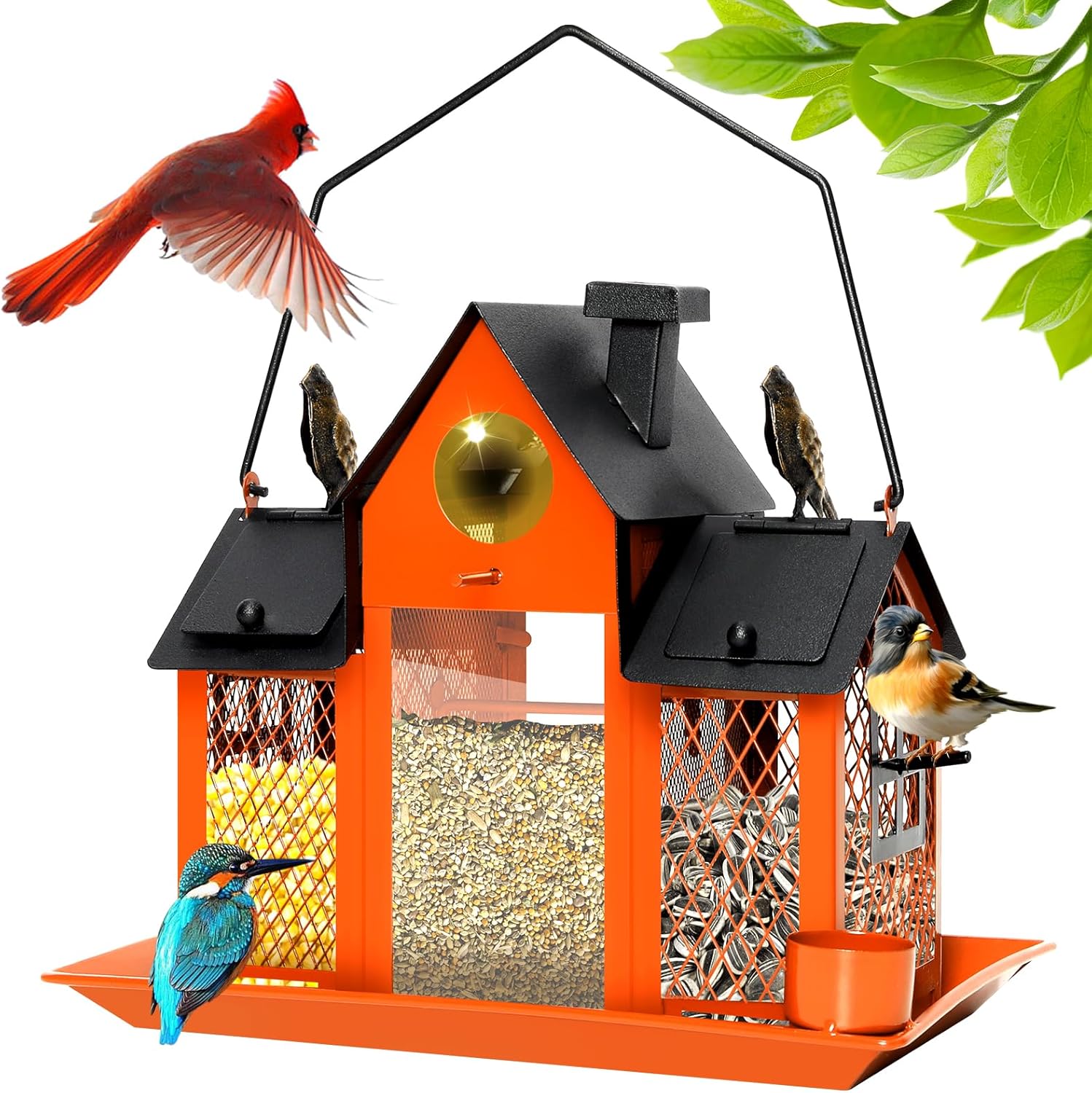 Solar Bird Feeders House for Outdoors with Large Capacity