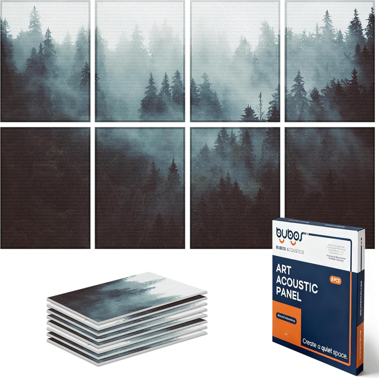 BUBOS 8 Pack Art Acoustic Panels for Soundproofing and Decor