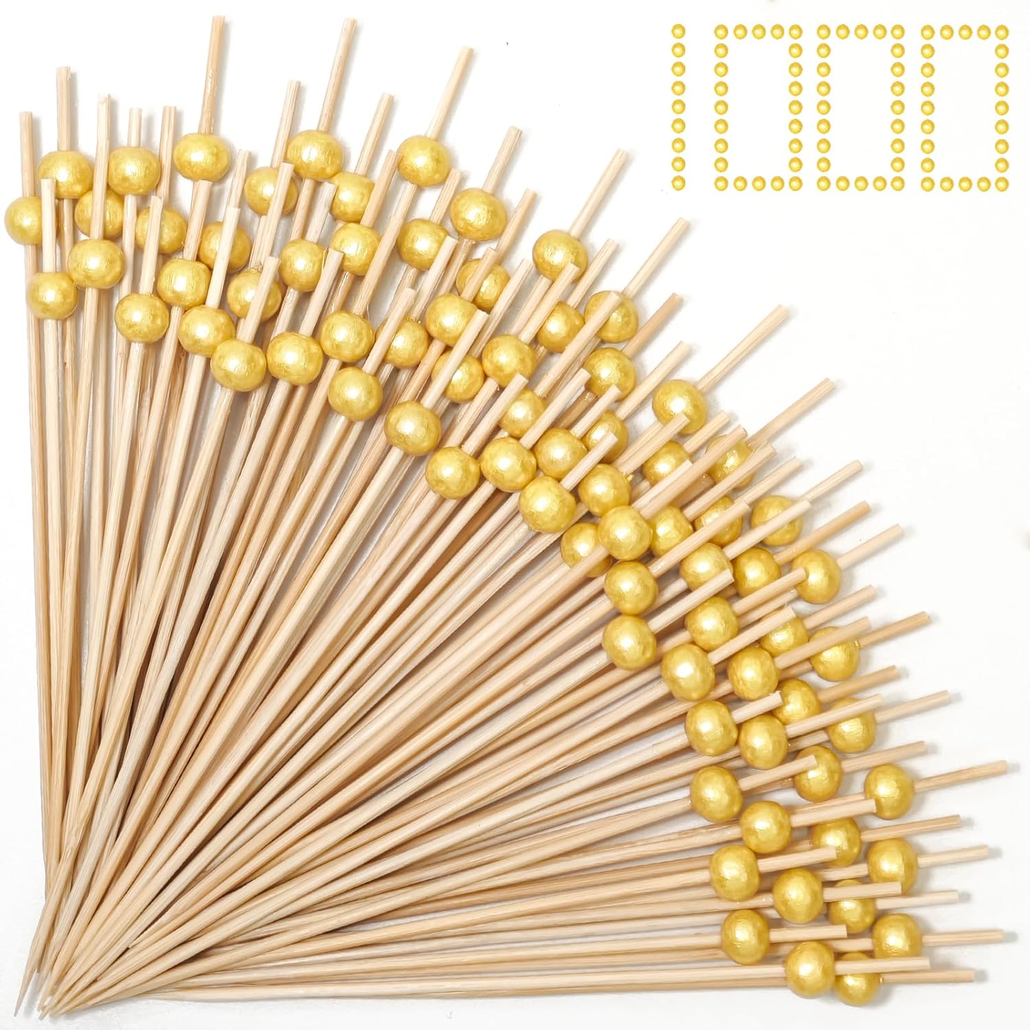 Bamboo Cocktail Picks - 1000 Pcs Fancy Appetizer Skewers
