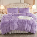 EMME Plush Shaggy Purple Duvet Cover Set for Twin Size Bedding