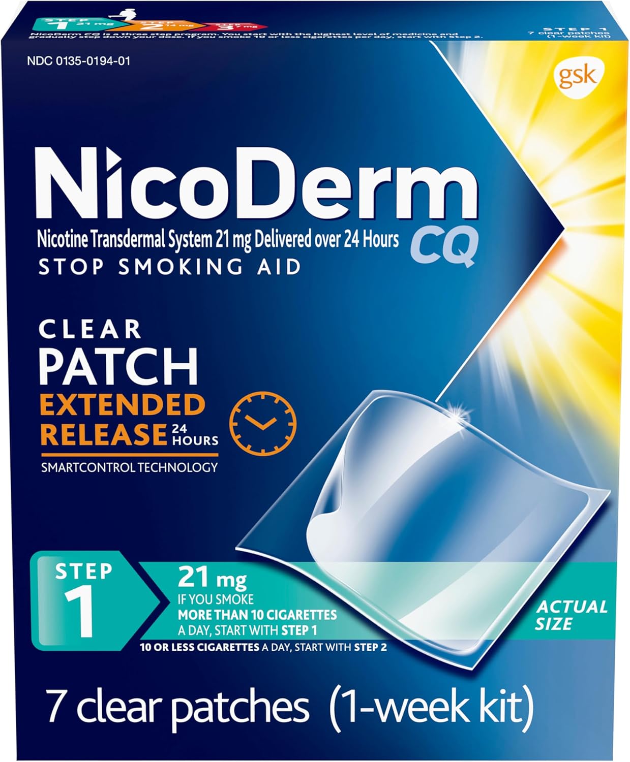 NicoDerm CQ Step 1 Nicotine Patches for Effective Smoking Cessation
