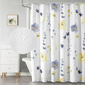3D Embossed Blue Yellow Flower Shower Curtain 72 x 84 - Waterproof