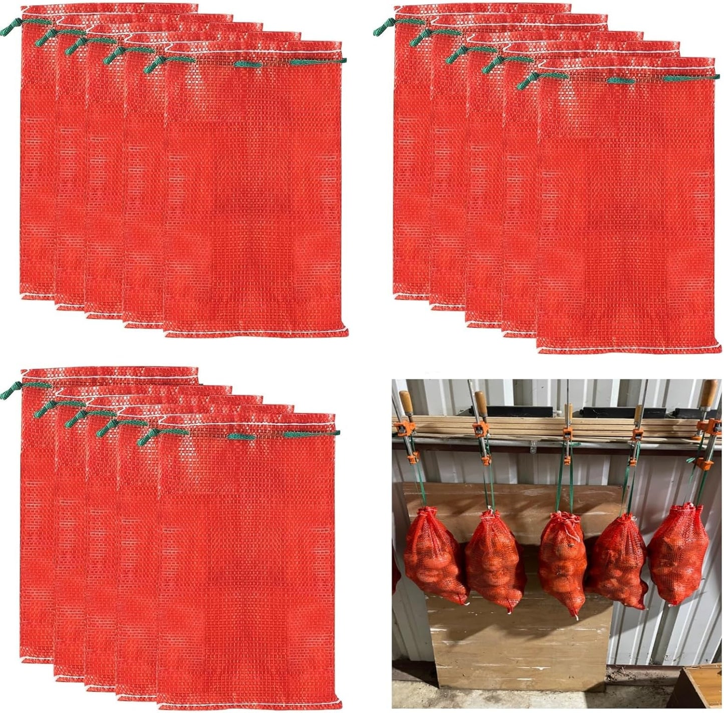 100 Pack 10 lb Mesh Onion Bags for Fresh Produce Storage
