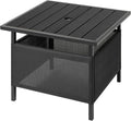 Black Adirondack Square Outdoor Side Table with Umbrella Hole