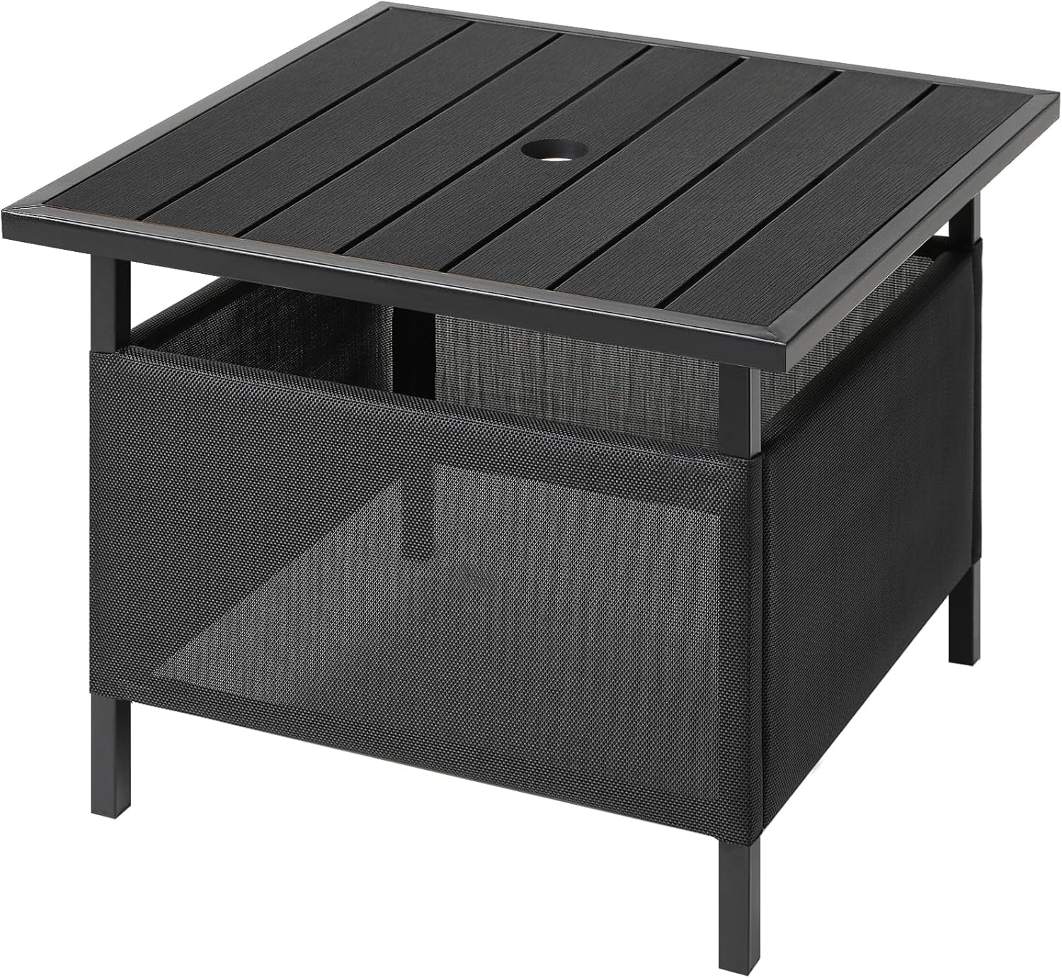 LZRS Adirondack Square Outdoor Side Table with Umbrella Hole
